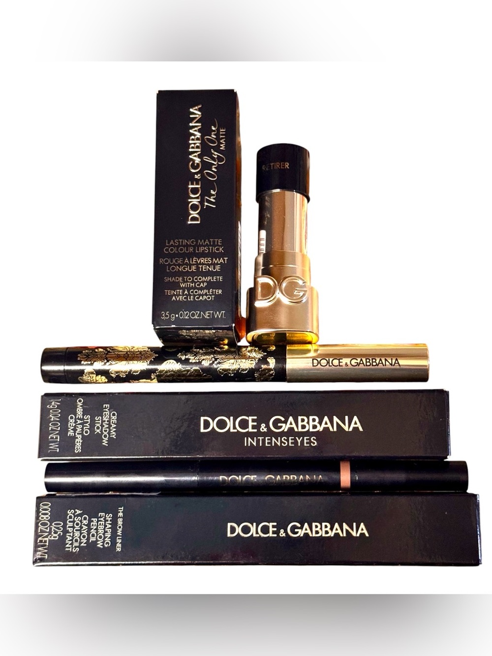 Dolce & Gabbana 3 Pc INTENSEYES Creamy Eyeshadow The Brow Liner Matte Lipstick